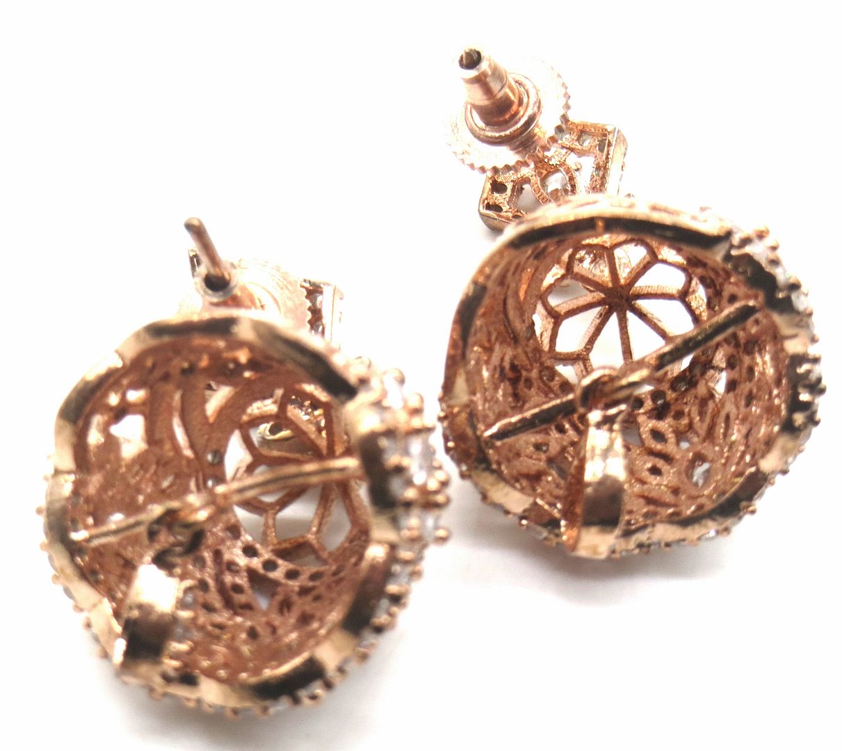 Jewelshingar Jewellery American Diamond PlatedRosegold Colour Stud Earrings For Women ( 54976EAD )