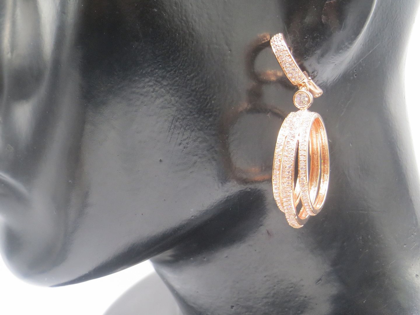 Jewelshingar Jewellery American Diamond PlatedRosegold Colour Stud Earrings For Women ( 54979EAD )