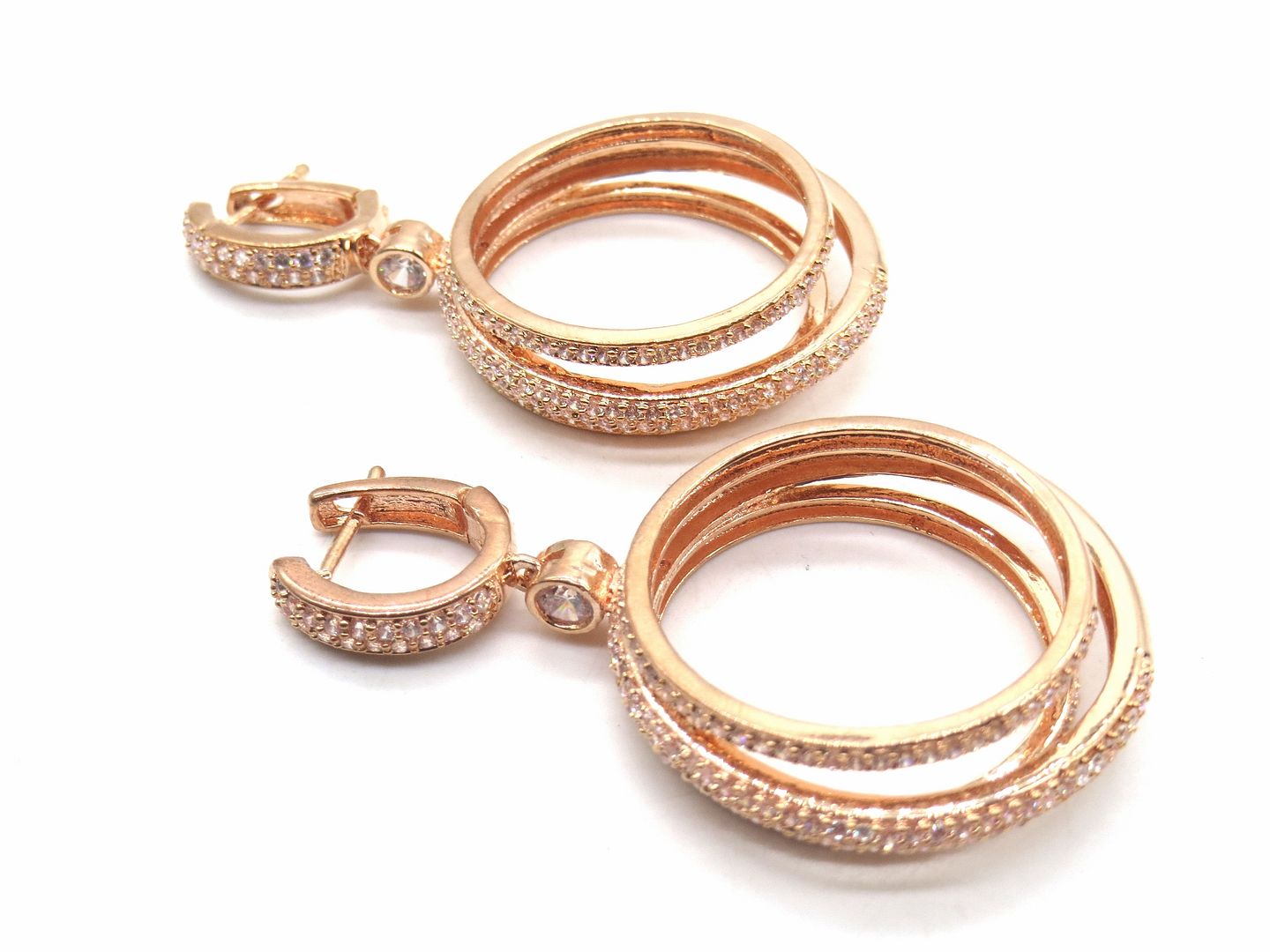 Jewelshingar Jewellery American Diamond PlatedRosegold Colour Stud Earrings For Women ( 54979EAD )