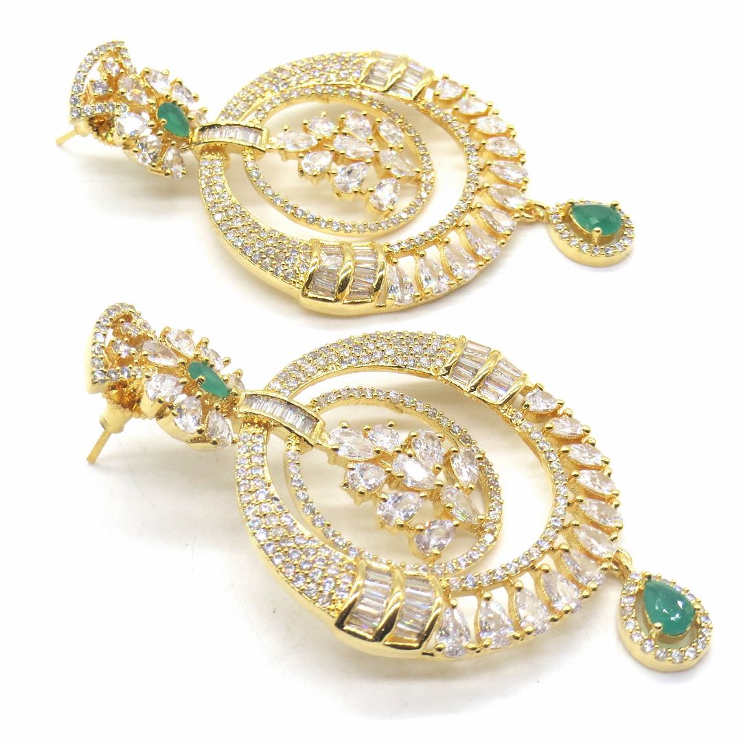 Jewelshingar Jewellery American Diamond PlatedGold Colour Stud Earrings For Women ( 54992EAD )