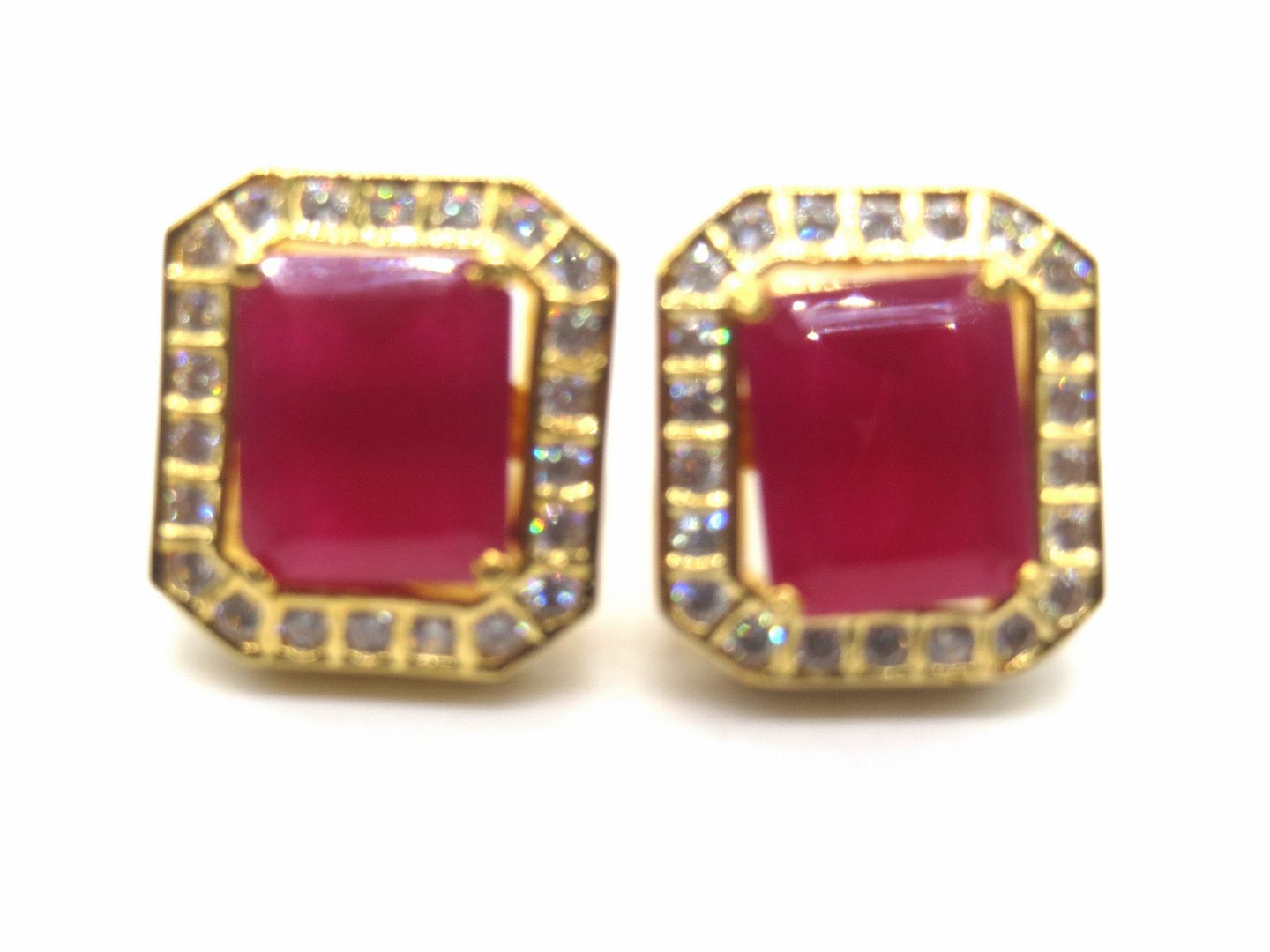 Jewelshingar Jewellery American Diamond PlatedGold Colour Stud Earrings For Women ( 55084GJT )