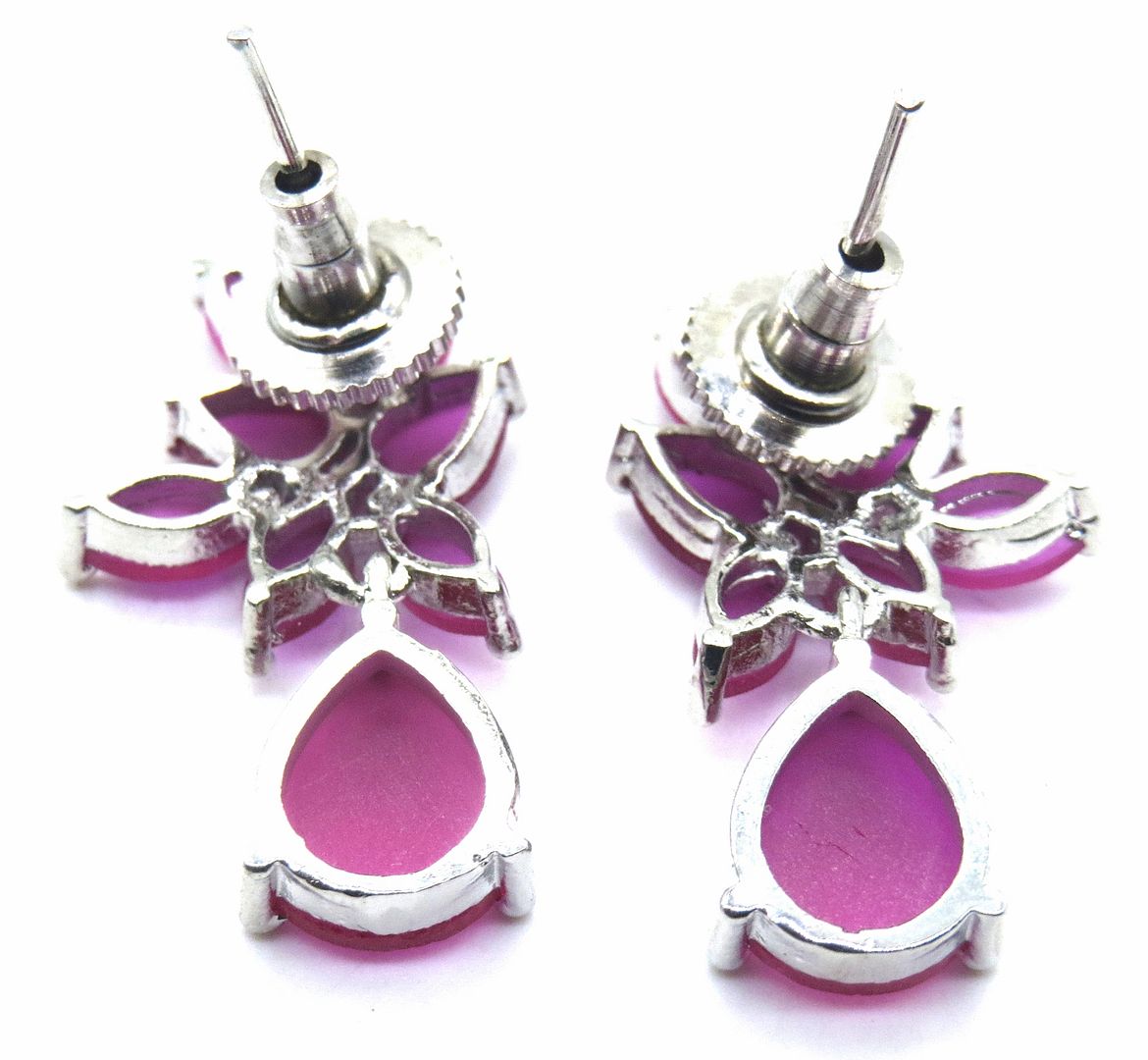 Jewelshingar Jewellery American Diamond PlatedSilver Colour Stud Earrings For Women ( 55145GJT )