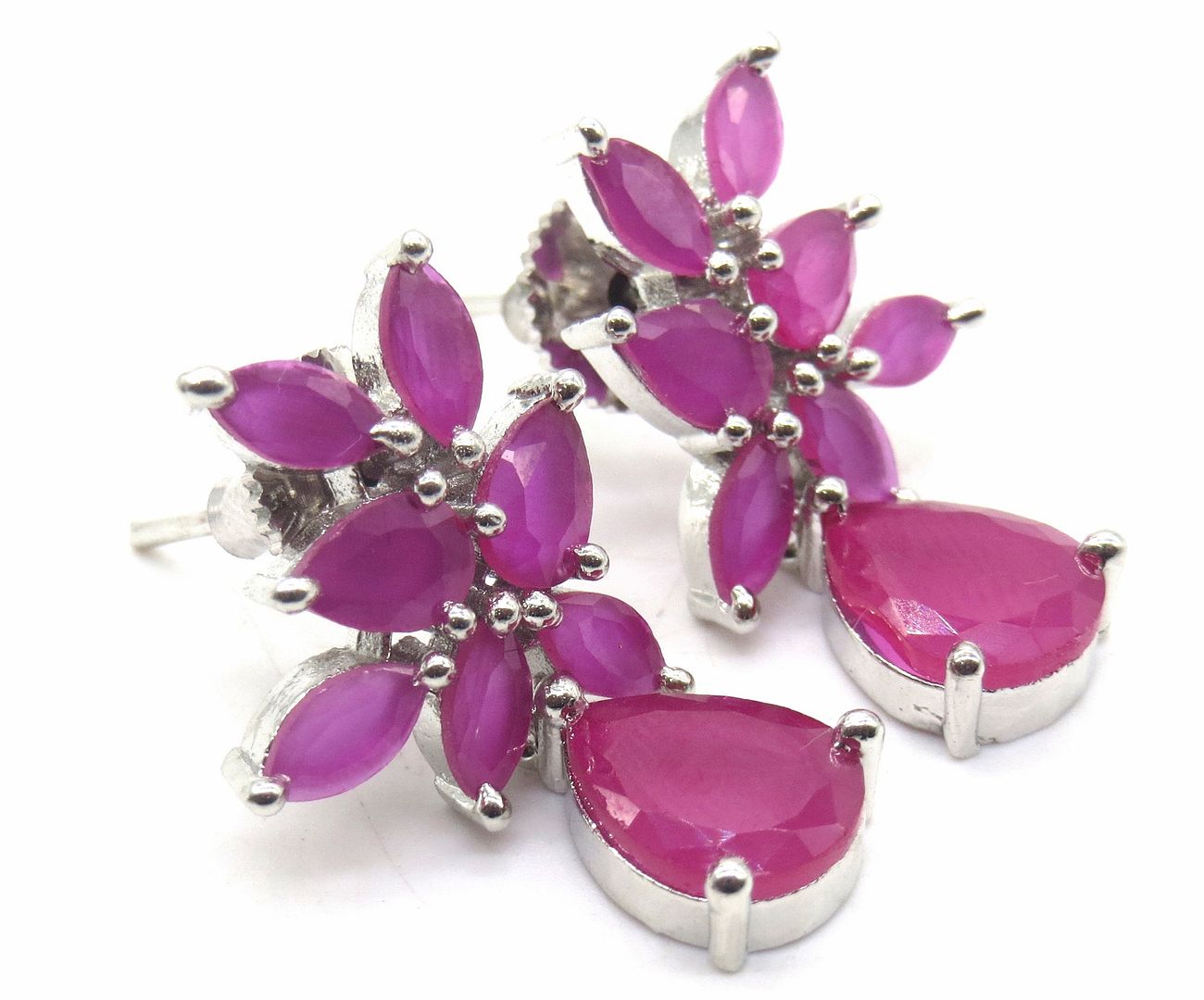 Jewelshingar Jewellery American Diamond PlatedSilver Colour Stud Earrings For Women ( 55145GJT )