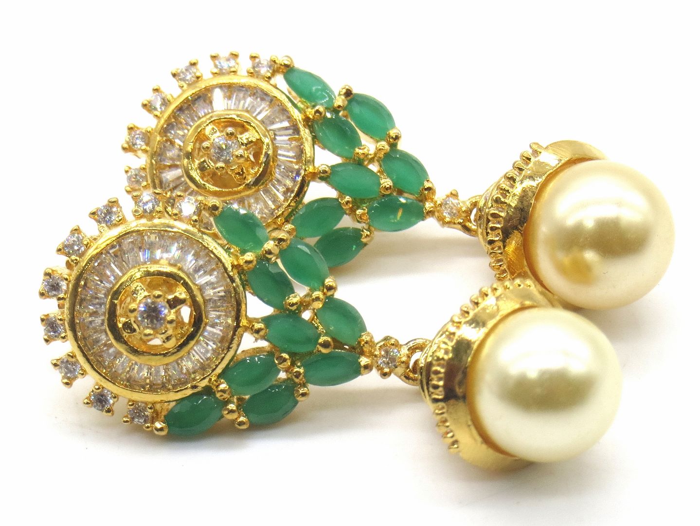 Jewelshingar Jewellery American Diamond PlatedGold Colour Stud Earrings For Women ( 55158GJT )