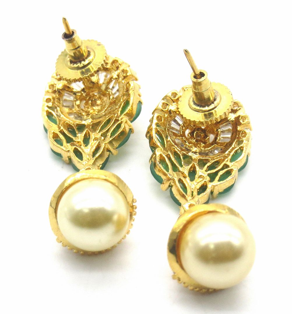 Jewelshingar Jewellery American Diamond PlatedGold Colour Stud Earrings For Women ( 55158GJT )