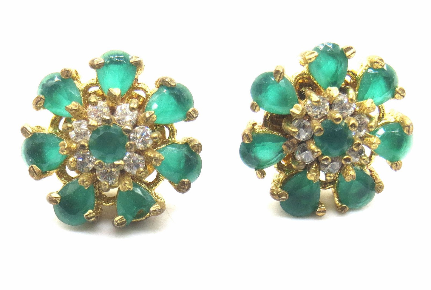 Jewelshingar Jewellery American Diamond PlatedGold Colour Stud Earrings For Women ( 55182GJT )