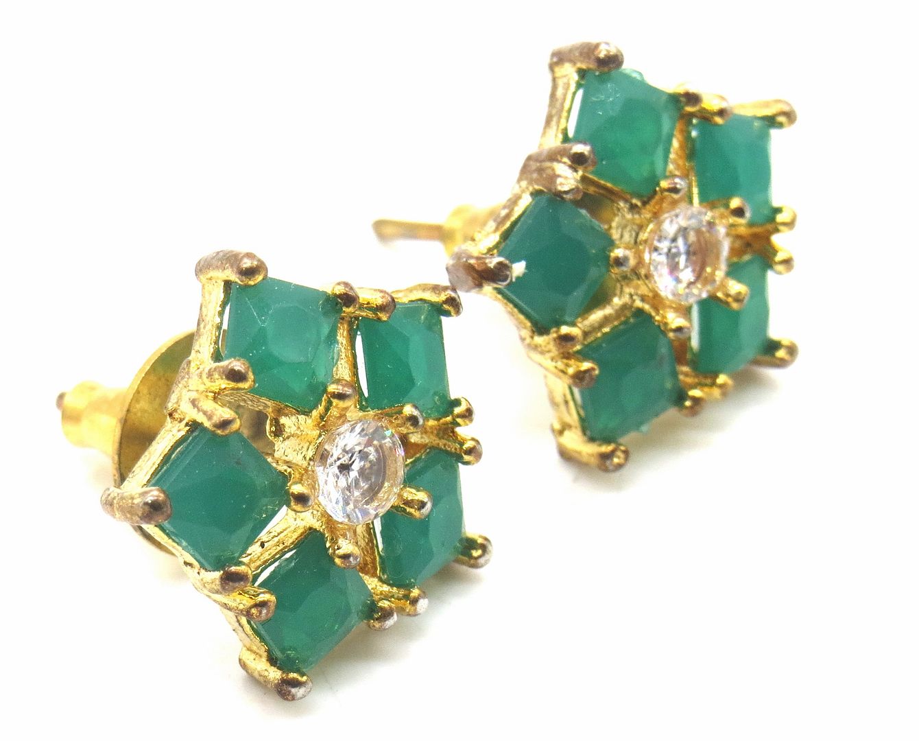 Jewelshingar Jewellery American Diamond PlatedGold Colour Stud Earrings For Women ( 55190GJT )