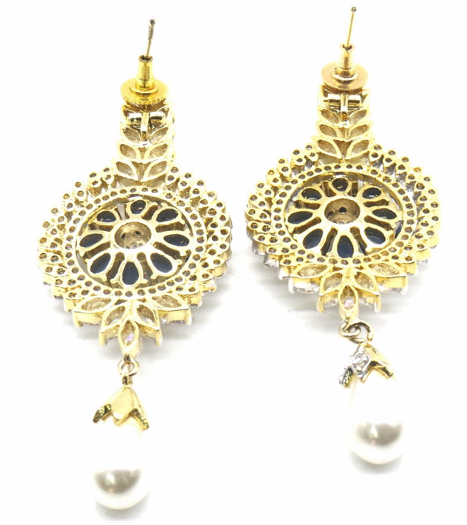 Jewelshingar Jewellery American Diamond PlatedGold Colour Stud Earrings For Women ( 55198EAD )