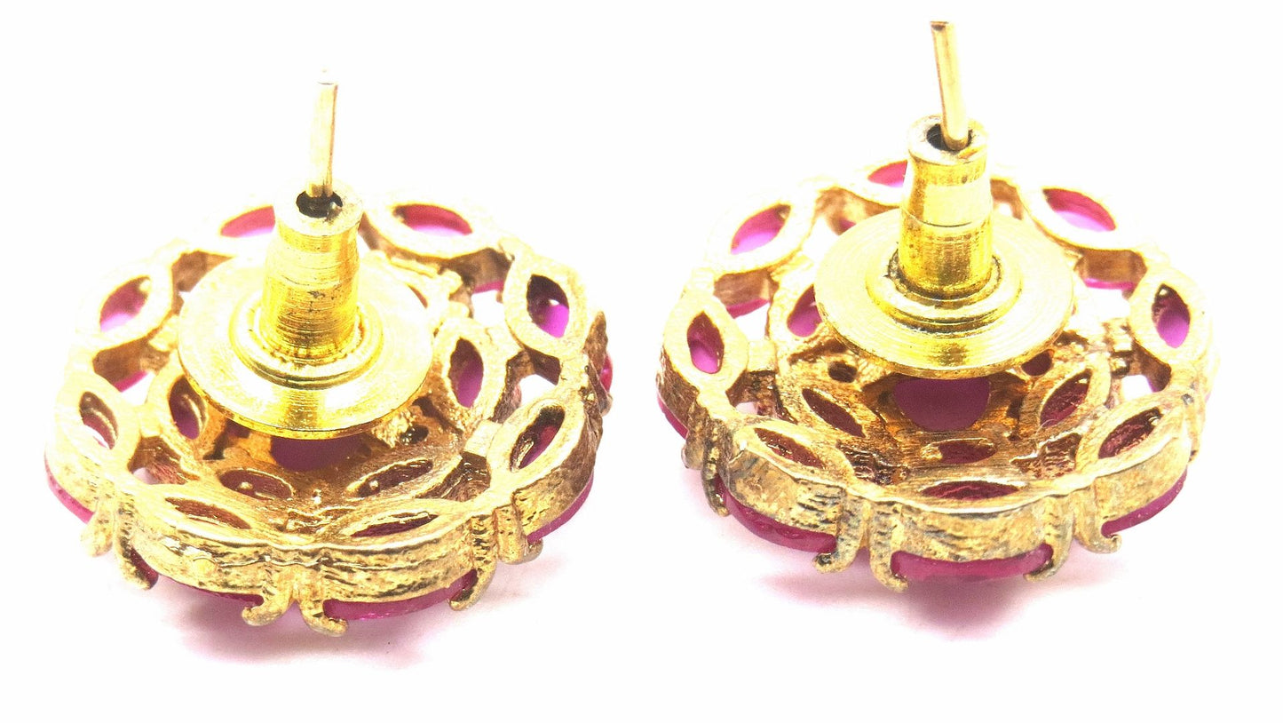 Jewelshingar Jewellery American Diamond PlatedGold Colour Stud Earrings For Women ( 55247GJT )