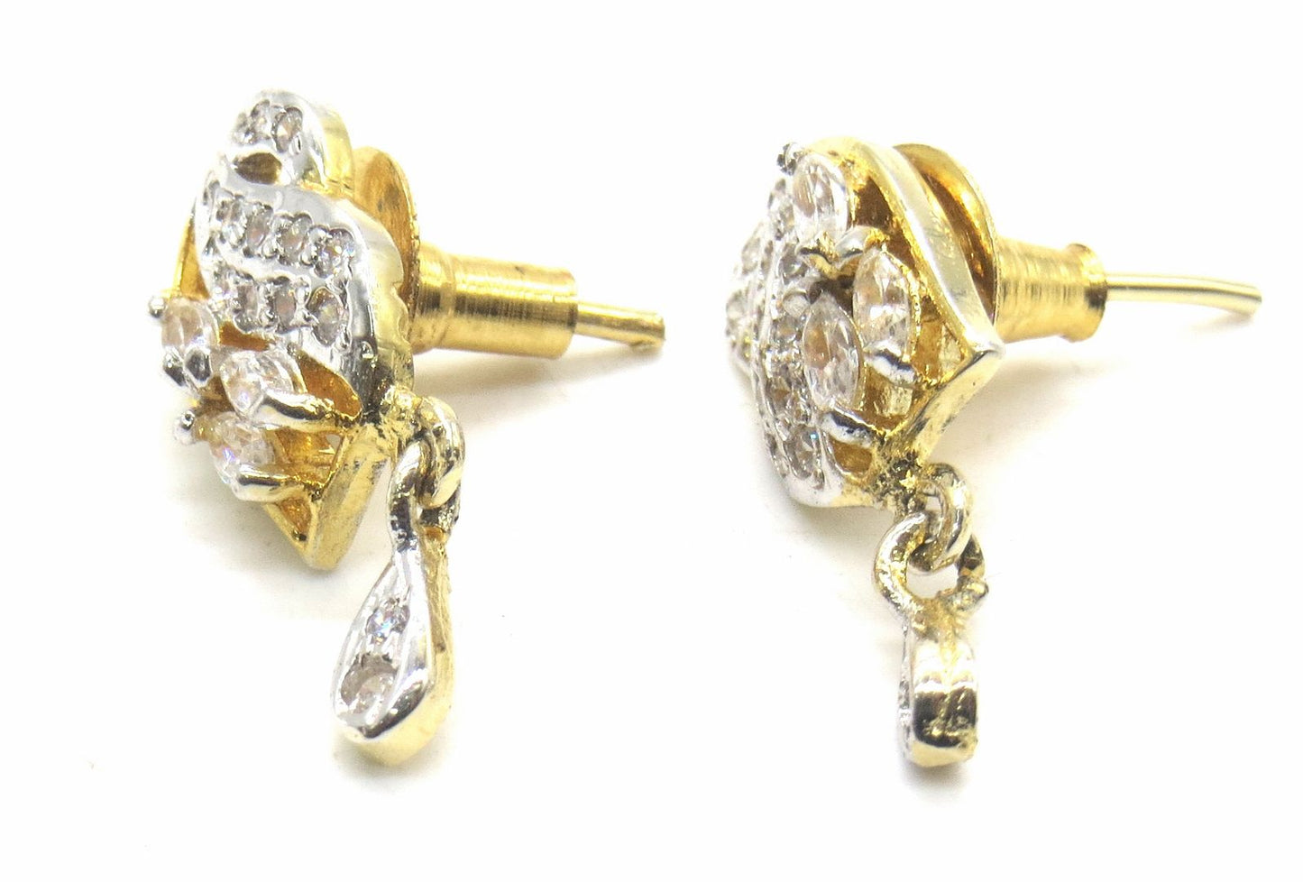 Jewelshingar Jewellery American Diamond PlatedGold Colour Stud Earrings For Women ( 55291GJT )