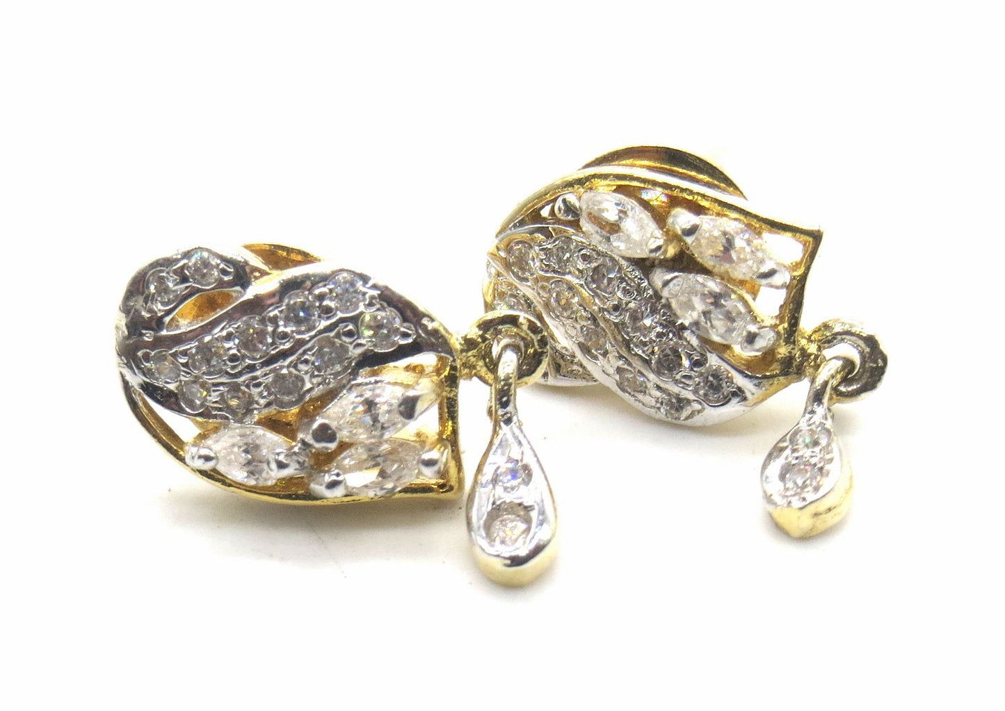 Jewelshingar Jewellery American Diamond PlatedGold Colour Stud Earrings For Women ( 55291GJT )