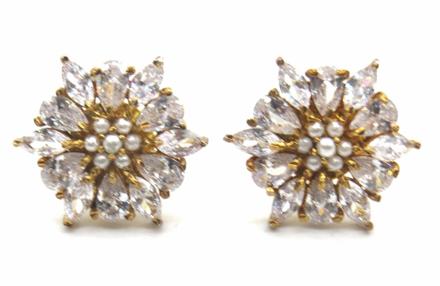 Jewelshingar Jewellery American Diamond PlatedGold Colour Stud Earrings For Women ( 55295GJT )