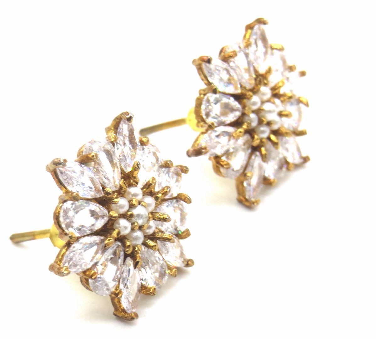 Jewelshingar Jewellery American Diamond PlatedGold Colour Stud Earrings For Women ( 55295GJT )