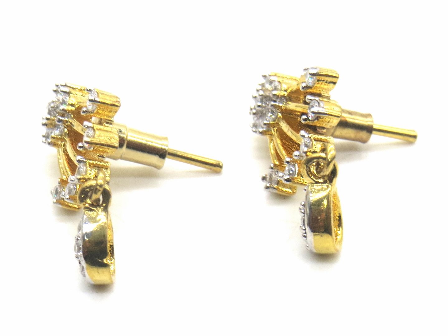 Jewelshingar Jewellery American Diamond PlatedGold Colour Stud Earrings For Women ( 55303GJT )