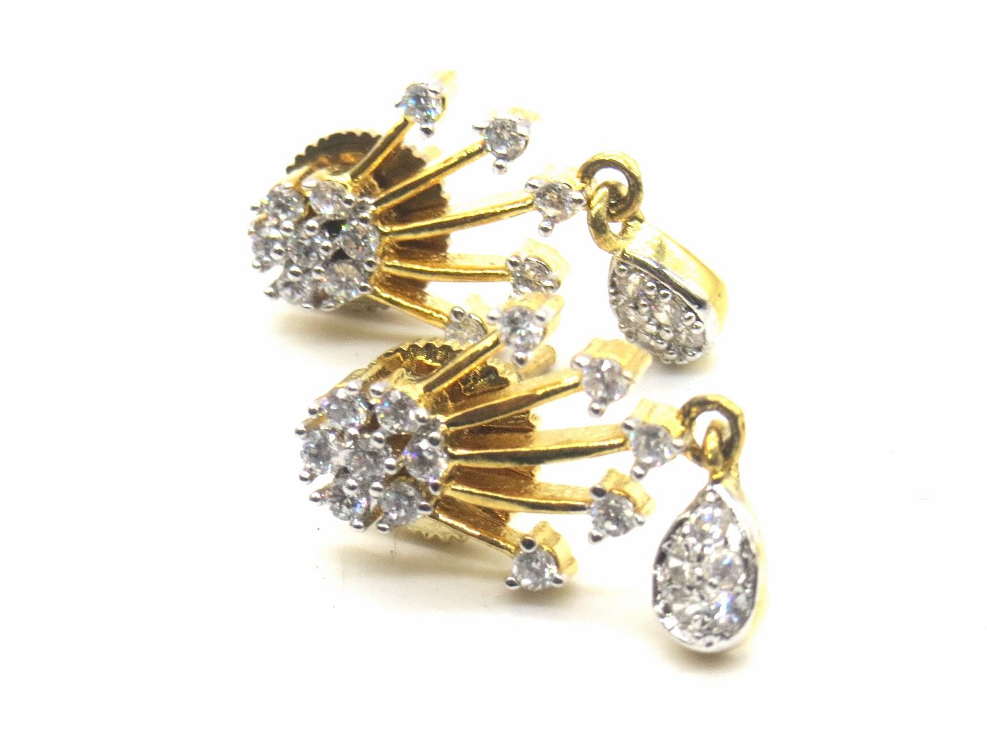 Jewelshingar Jewellery American Diamond PlatedGold Colour Stud Earrings For Women ( 55303GJT )