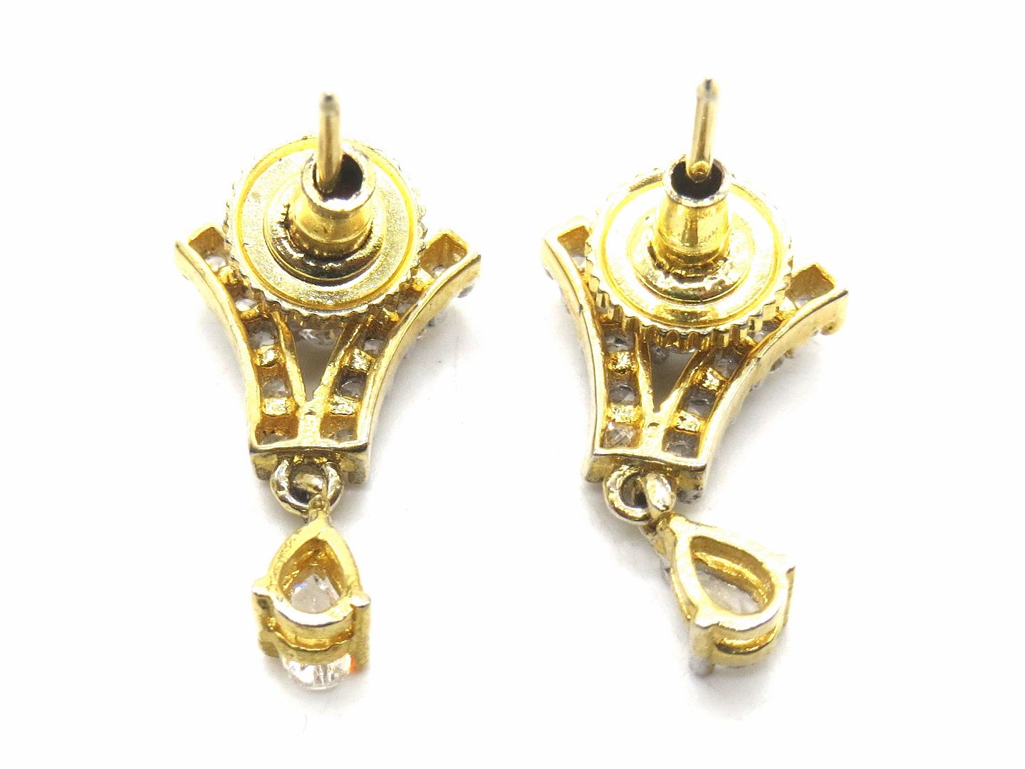 Jewelshingar Jewellery American Diamond PlatedGold Colour Stud Earrings For Women ( 55307GJT )