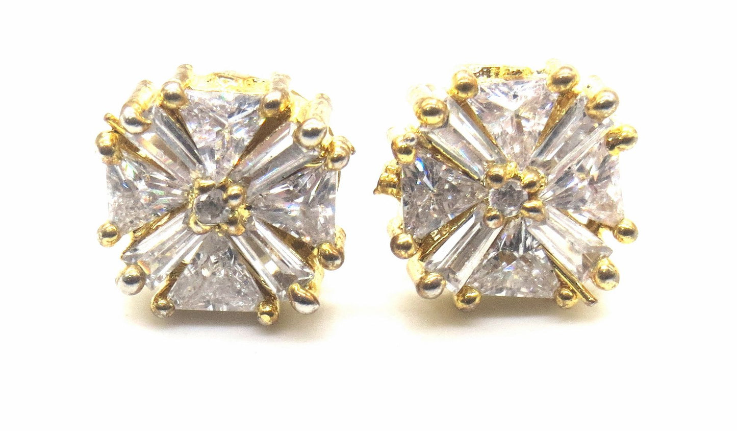 Jewelshingar Jewellery American Diamond PlatedGold Colour Stud Earrings For Women ( 55319GJT )