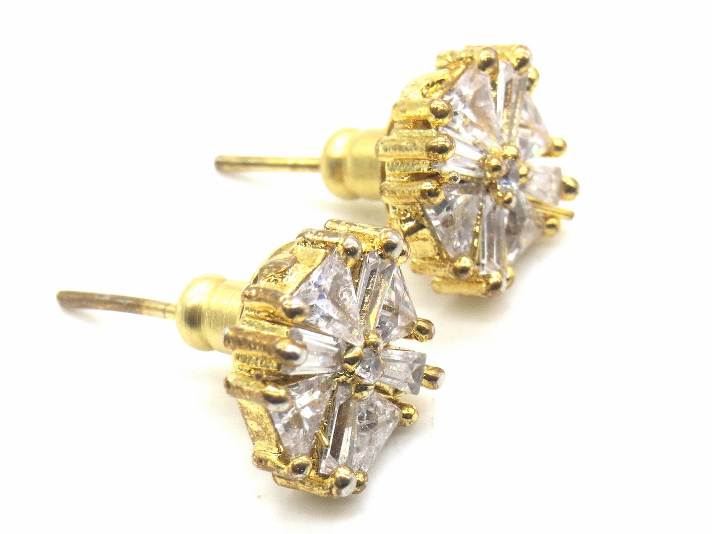 Jewelshingar Jewellery American Diamond PlatedGold Colour Stud Earrings For Women ( 55319GJT )