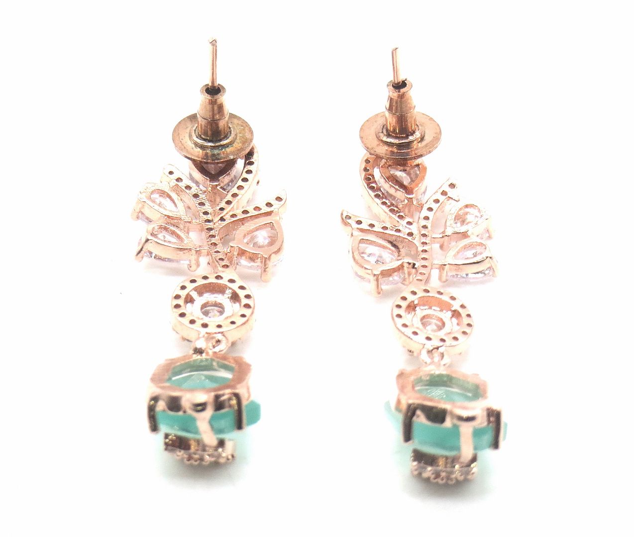 Jewelshingar Jewellery American Diamond PlatedRosegold Colour Stud Earrings For Women ( 55385EAD )