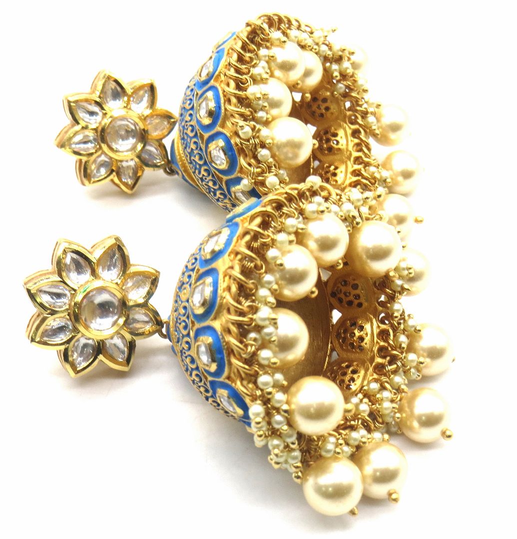 Jewelshingar Jewellery American Diamond PlatedGold Colour Stud Earrings For Women ( 55405DCJ )