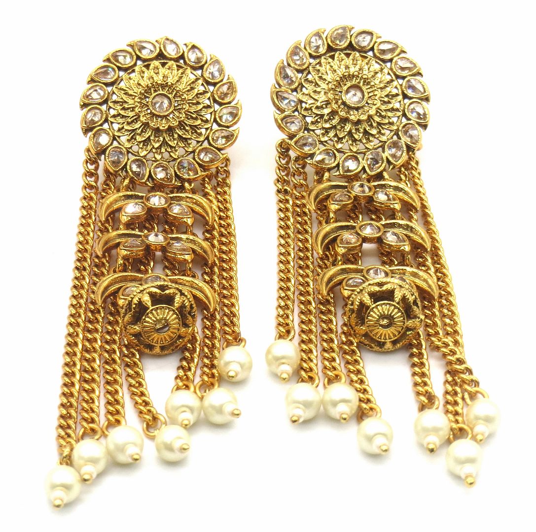 Jewelshingar Jewellery American Diamond PlatedGold Colour Stud Earrings For Women ( 55425PED )