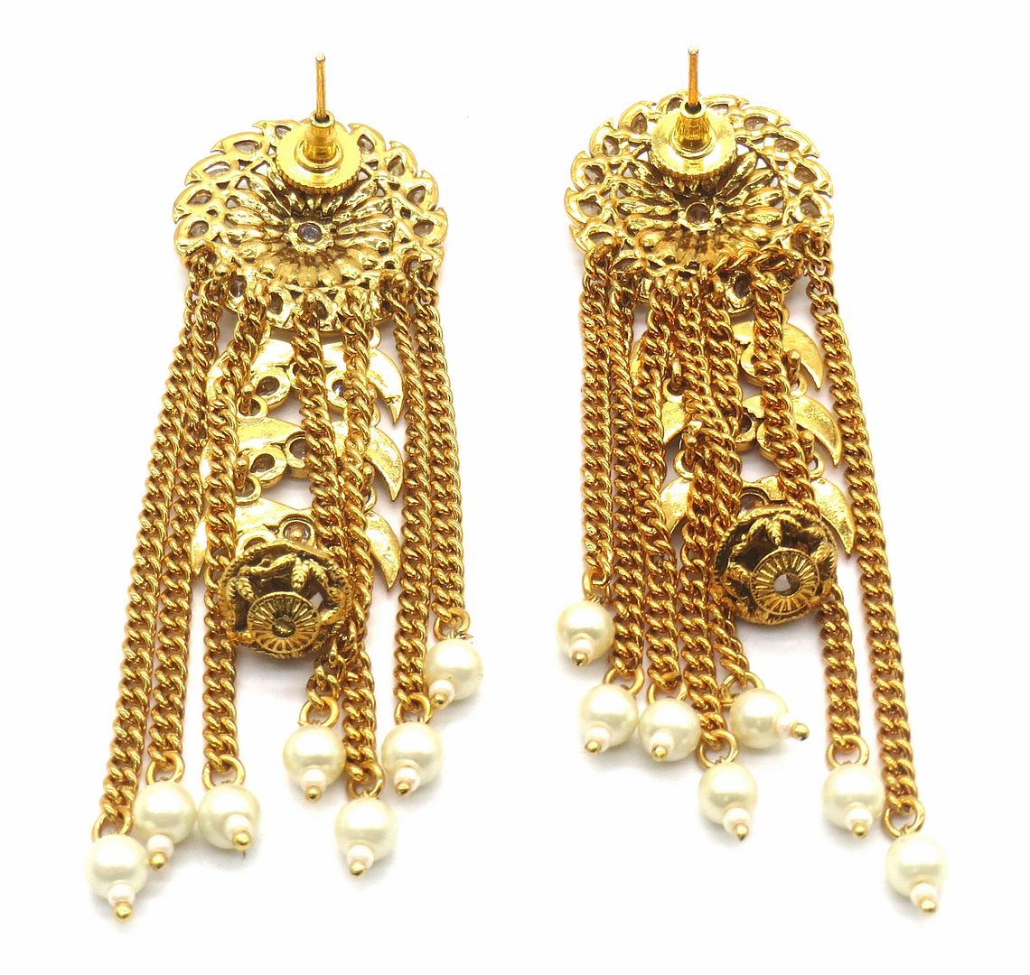 Jewelshingar Jewellery American Diamond PlatedGold Colour Stud Earrings For Women ( 55425PED )