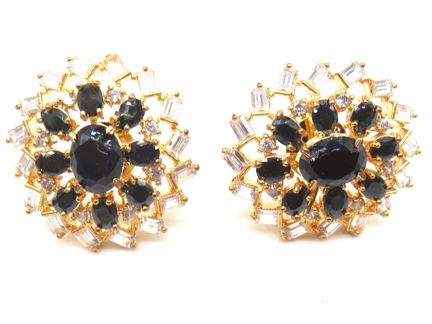 Jewelshingar Jewellery American Diamond PlatedGold Colour Stud Earrings For Women ( 55467GJT )