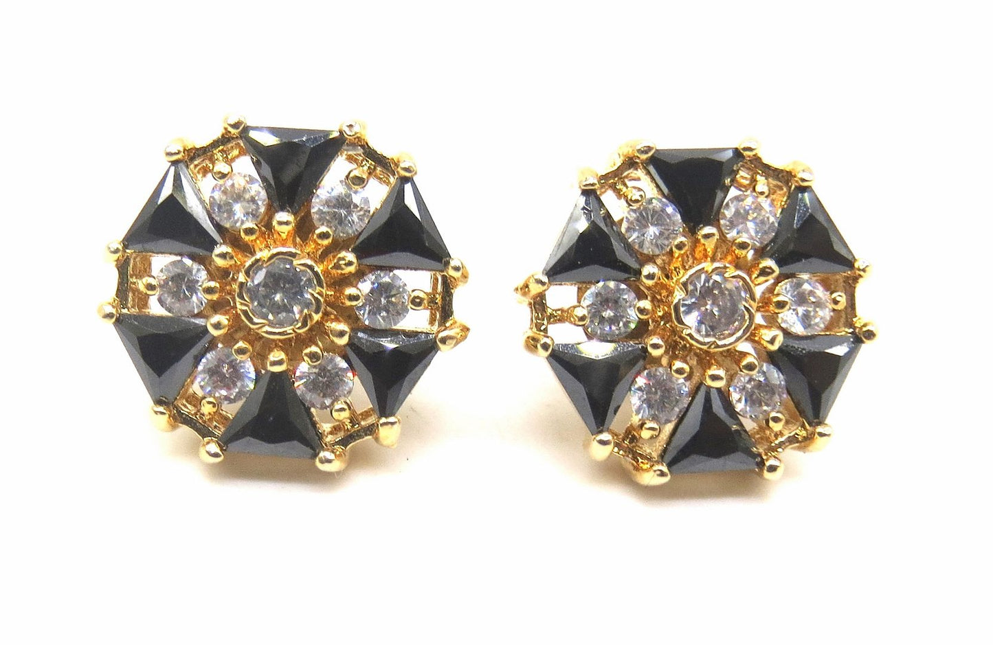 Jewelshingar Jewellery American Diamond PlatedGold Colour Stud Earrings For Women ( 55490GJT )