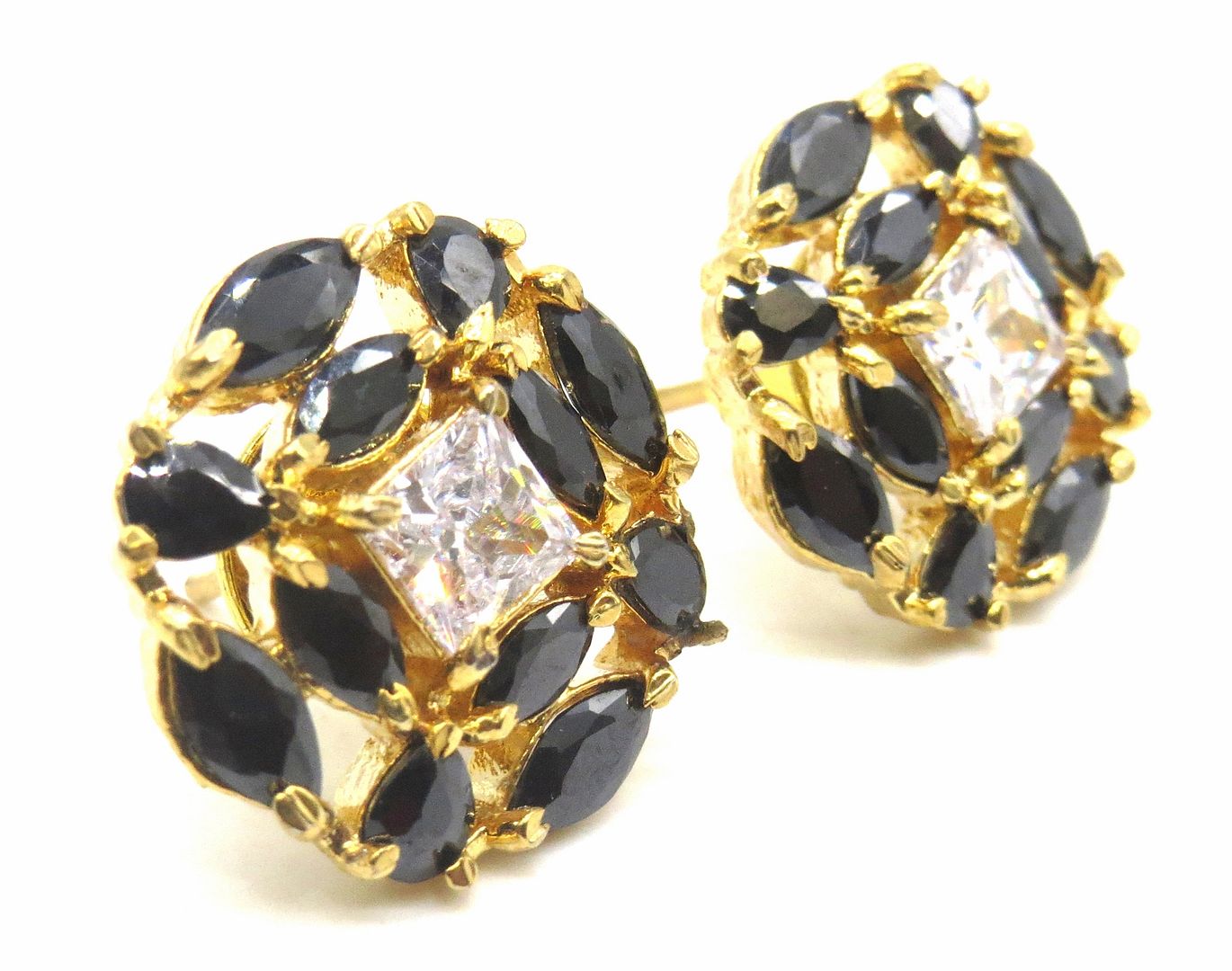 Jewelshingar Jewellery American Diamond PlatedGold Colour Stud Earrings For Women ( 55507GJT )