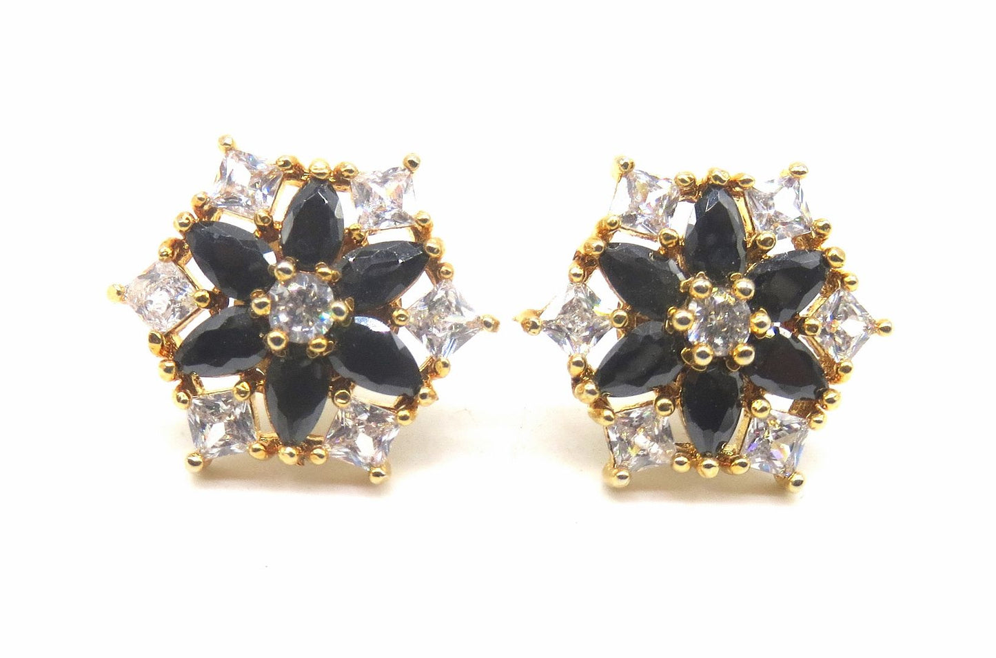 Jewelshingar Jewellery American Diamond PlatedGold Colour Stud Earrings For Women ( 55532GJT )
