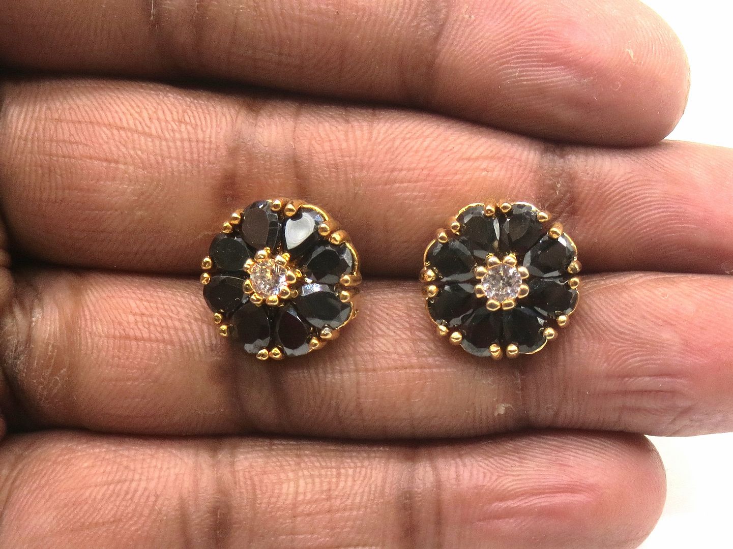 Jewelshingar Jewellery American Diamond PlatedGold Colour Stud Earrings For Women ( 55536GJT )
