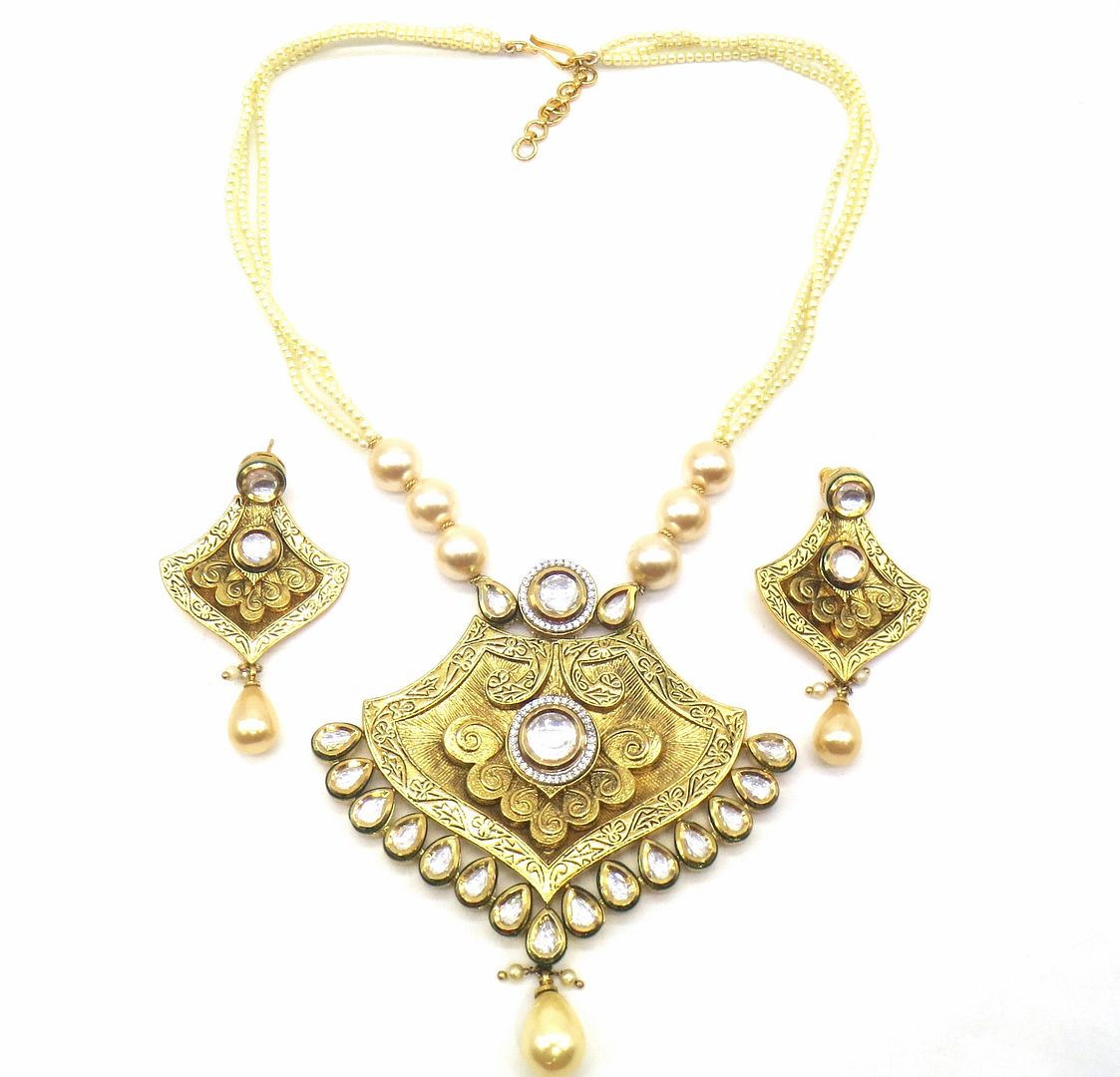 Jewelshingar Jewellery Gold Colour Pendant Set For Women ( 55545ACP )