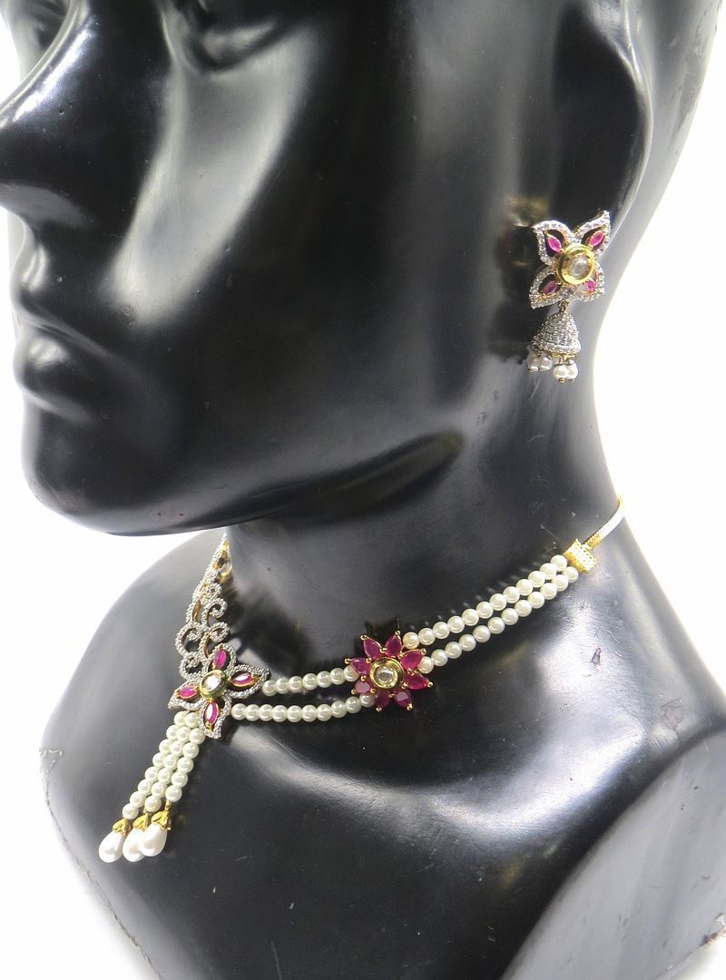 Jewelshingar Jewellery Ruby Colour Necklace For Women ( 55584NAD )