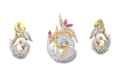 Jewelshingar Jewellery Ruby Colour Pendant Set For Women ( 55601PSD )