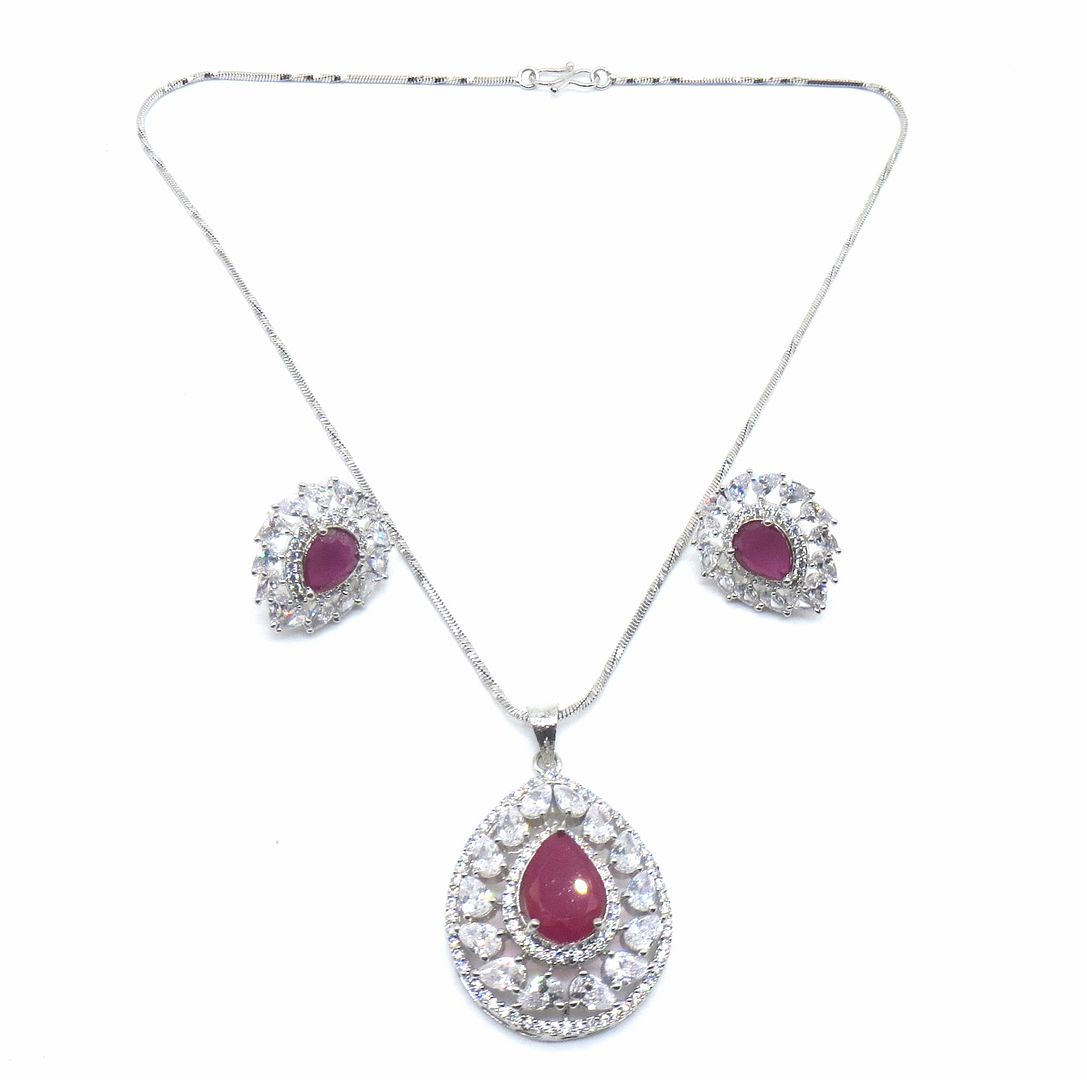 Jewelshingar Jewellery Ruby Colour Pendant Set For Women ( 55608PSD )