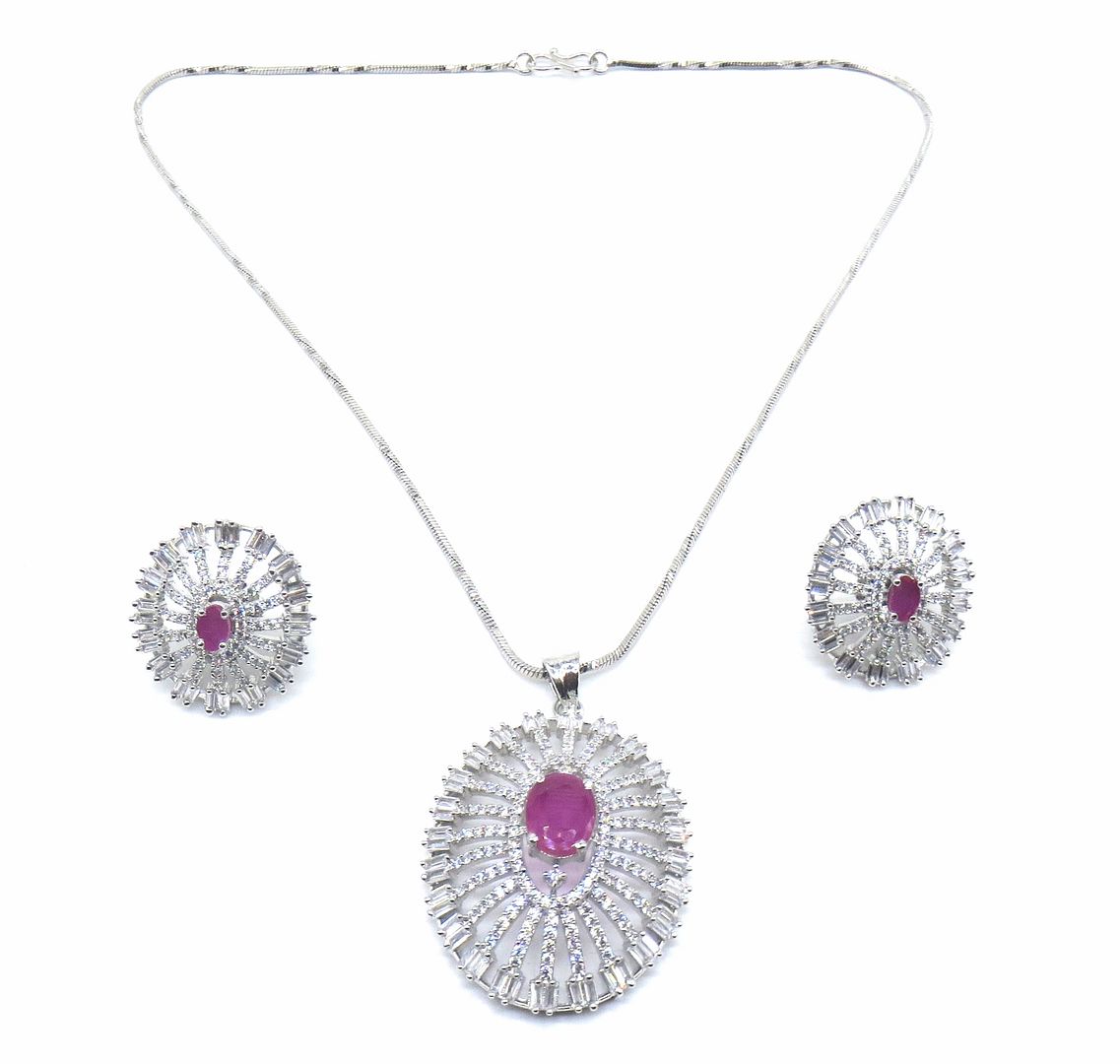Jewelshingar Jewellery Ruby Colour Pendant Set For Women ( 55613PSD )