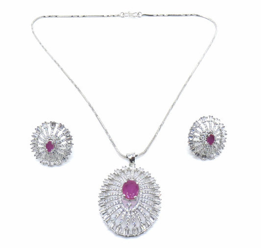 Jewelshingar Jewellery Ruby Colour Pendant Set For Women ( 55613PSD )