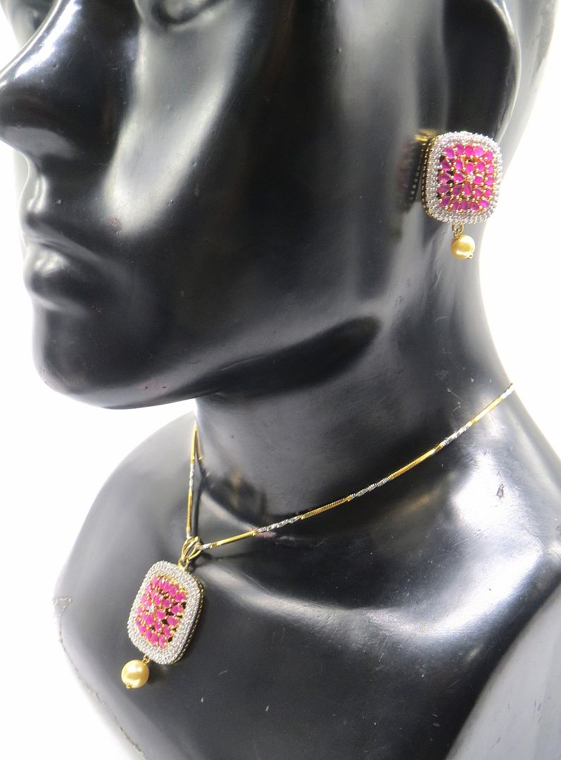 Jewelshingar Jewellery Ruby Colour Pendant Set For Women ( 55632PSD )