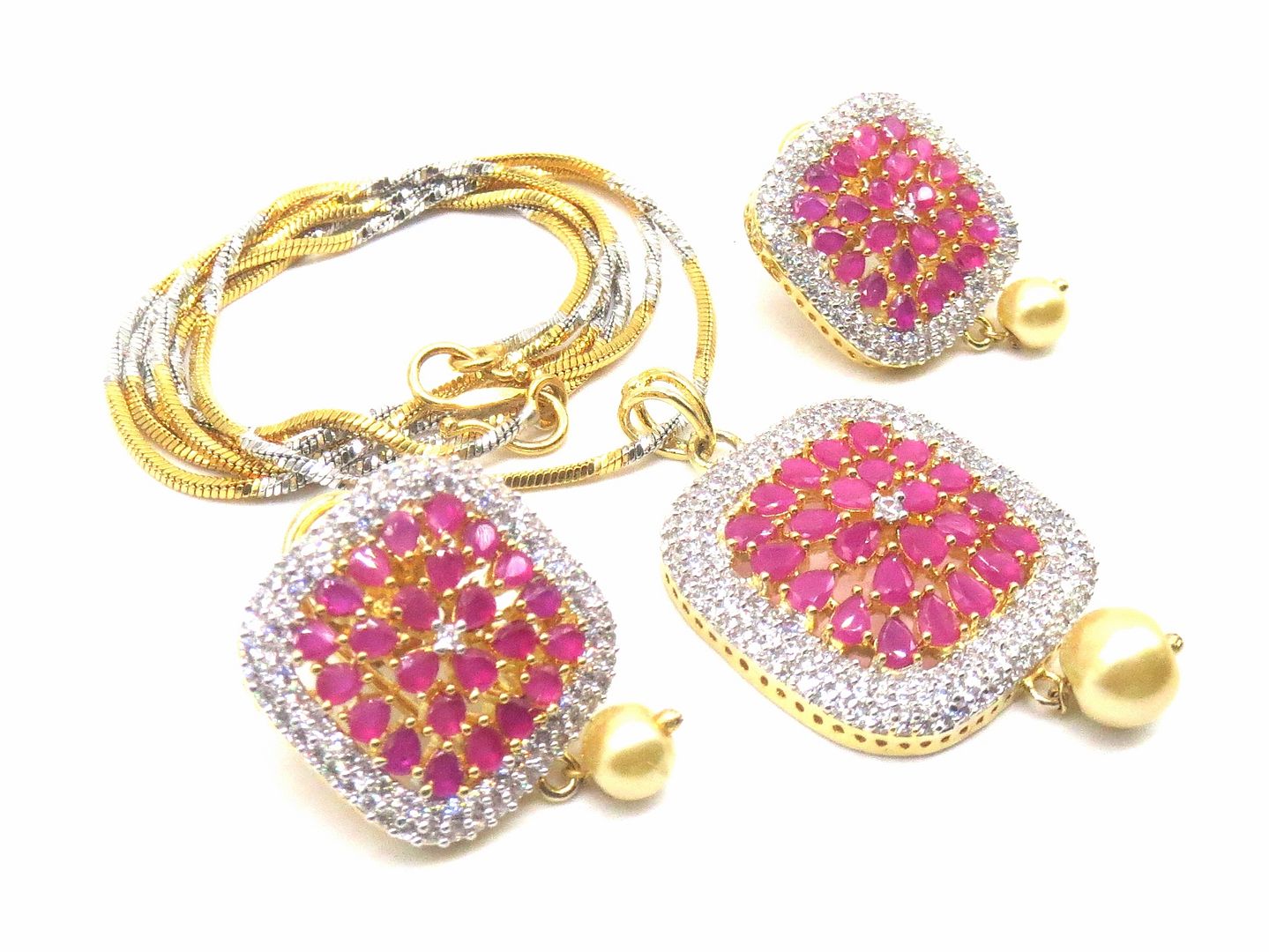 Jewelshingar Jewellery Ruby Colour Pendant Set For Women ( 55632PSD )