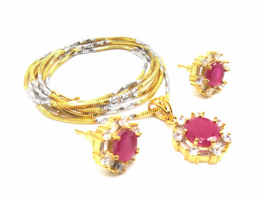 Jewelshingar Jewellery Ruby Colour Pendant Set For Women ( 55647PSD )