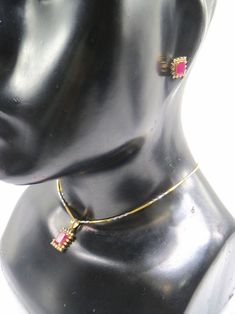 Jewelshingar Jewellery Ruby Colour Pendant Set For Women ( 55652PSD )
