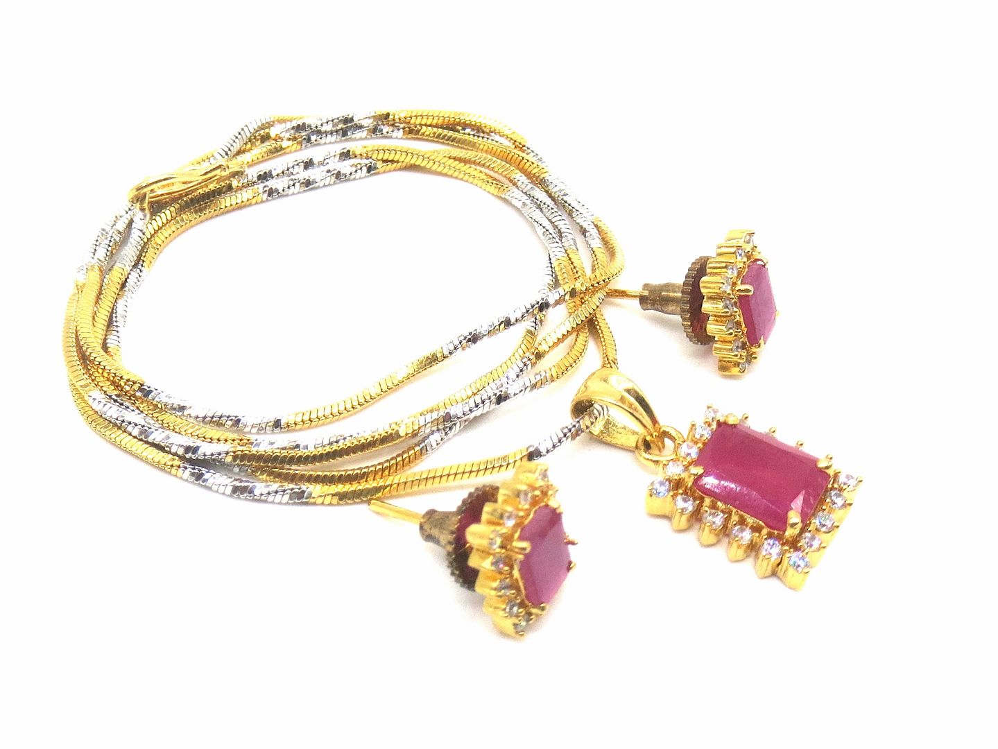 Jewelshingar Jewellery Ruby Colour Pendant Set For Women ( 55652PSD )