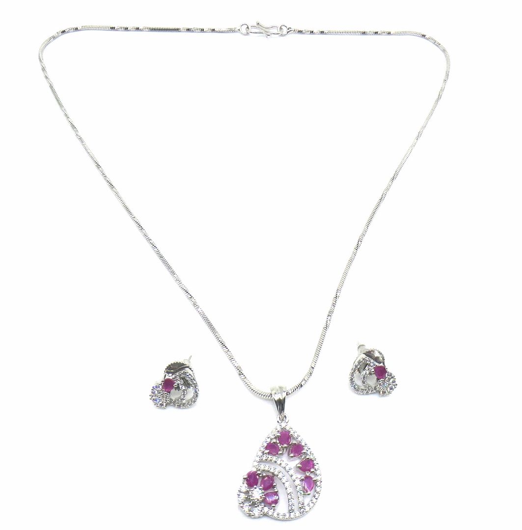Jewelshingar Jewellery Ruby Colour Pendant Set For Women ( 55661PSD )