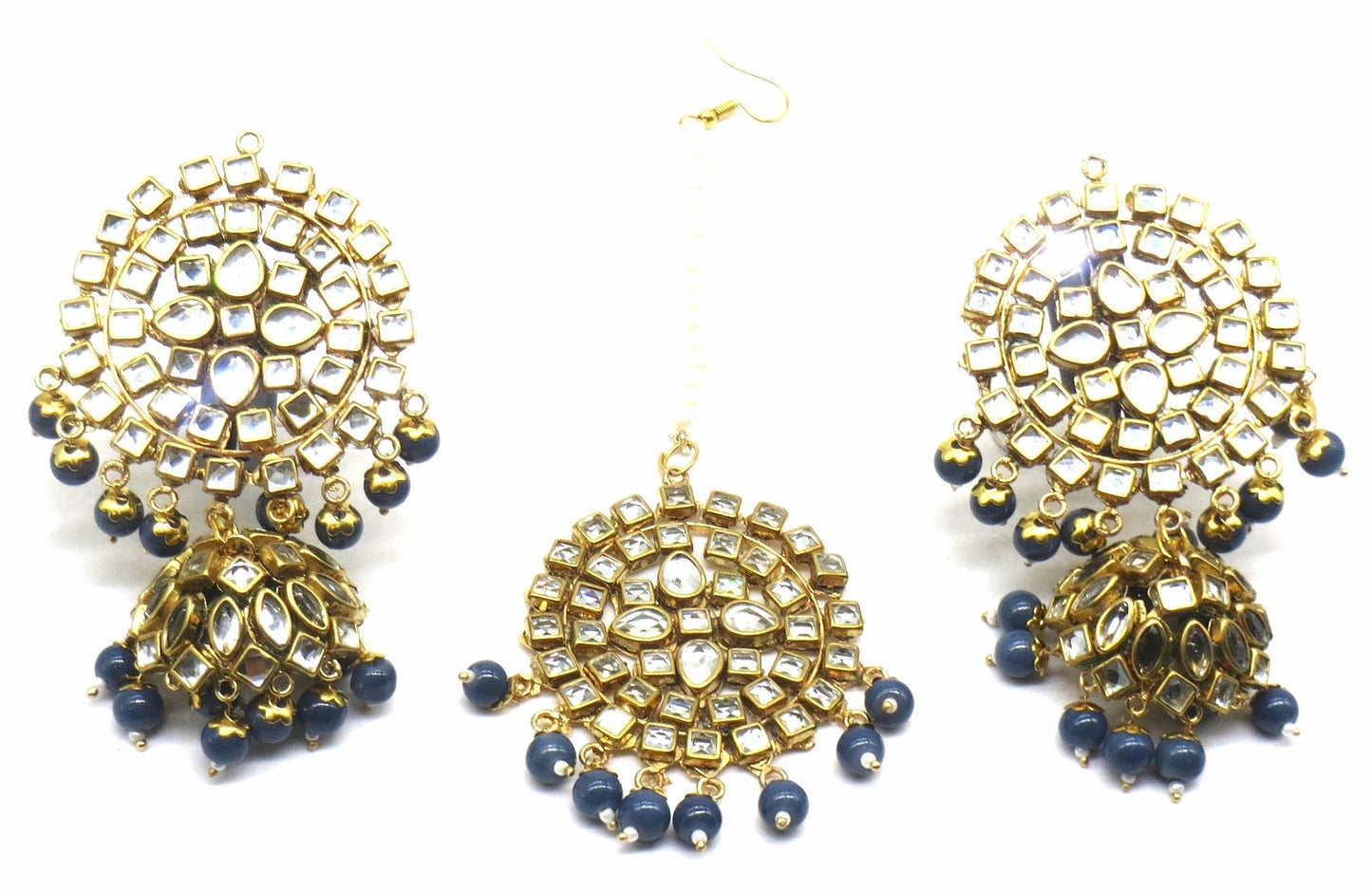 Jewelshingar Jewellery Grey Colour Maangtikka Earring For Women ( 55829MES )