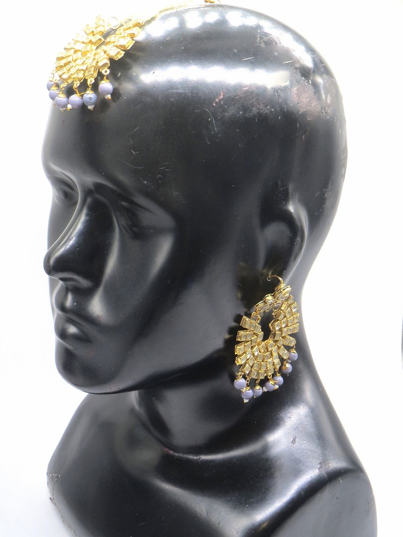 Jewelshingar Jewellery Grey Colour Maangtikka Earring For Women ( 55833MES )
