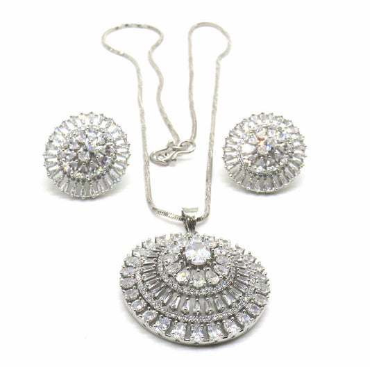 Jewelshingar Jewellery Silver Colour Pendant Set For Women ( 56016PSD )