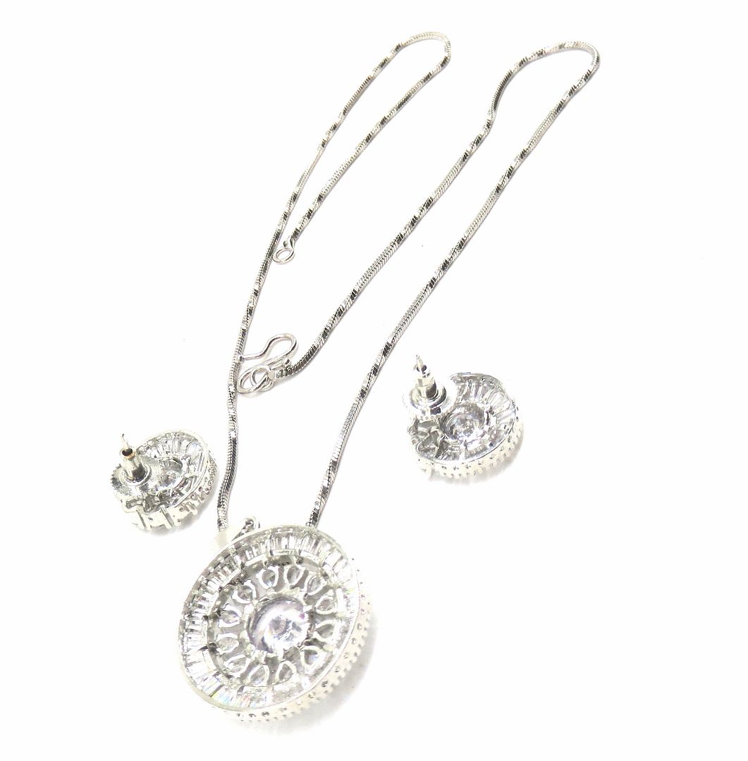 Jewelshingar Jewellery Silver Colour Pendant Set For Women ( 56020PSD )