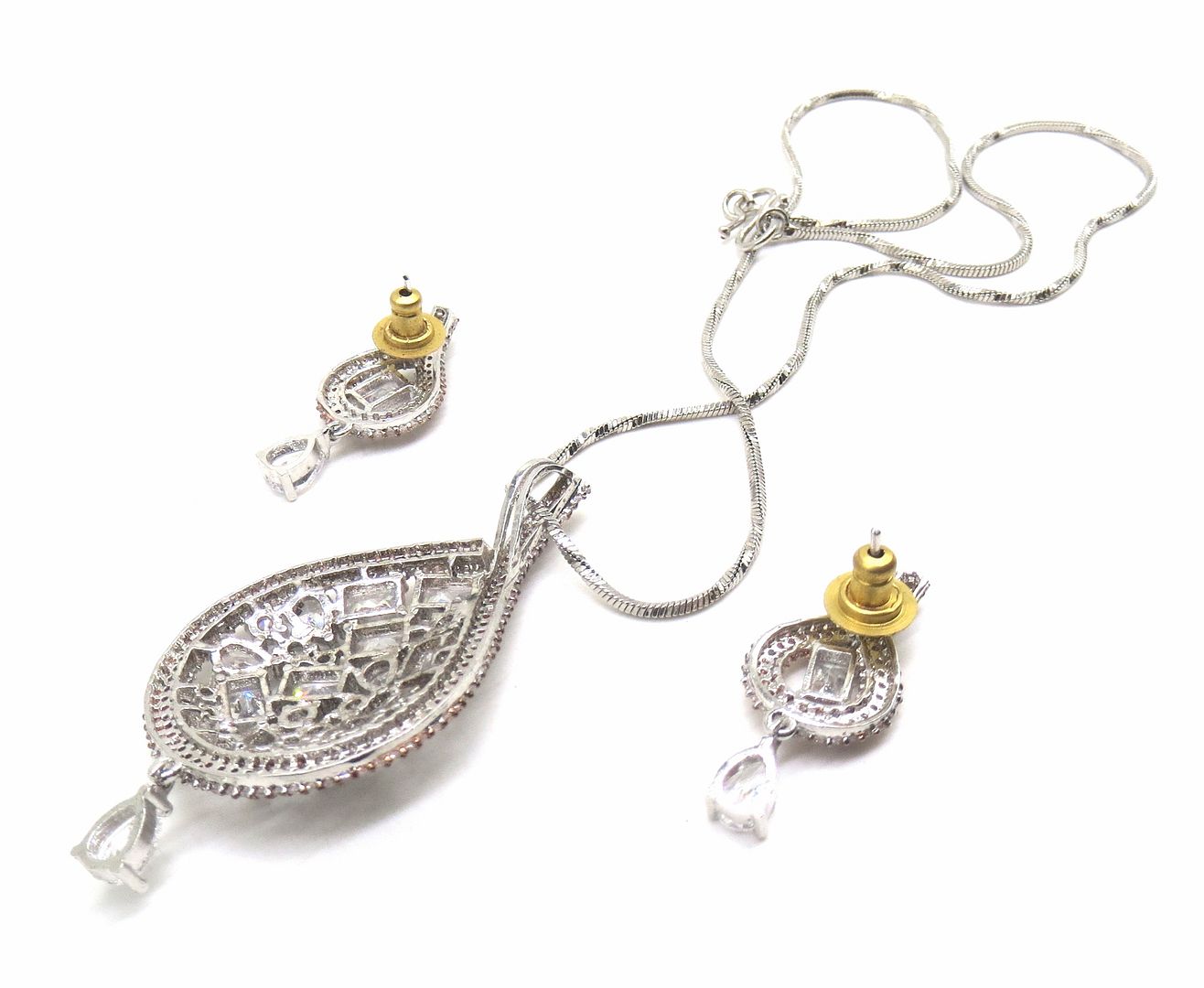 Jewelshingar Jewellery Silver Colour Pendant Set For Women ( 56025PSD )