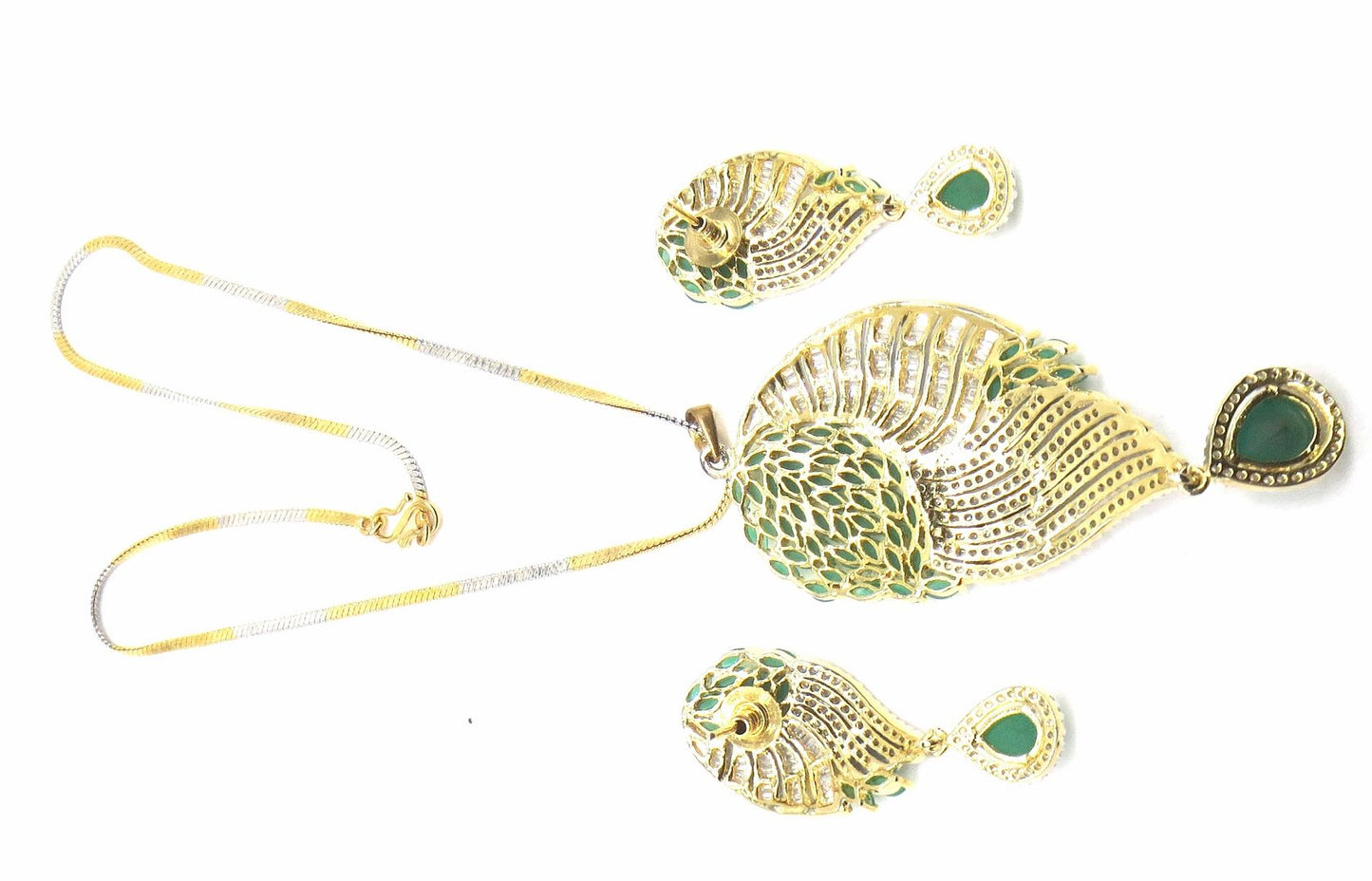 Jewelshingar Jewellery Green Colour Pendant Set For Women ( 56036PSD )