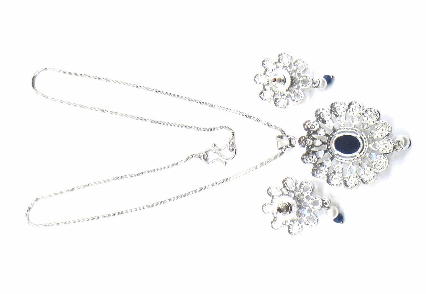 Jewelshingar Jewellery Blue Colour Pendant Set For Women ( 56165PSD )